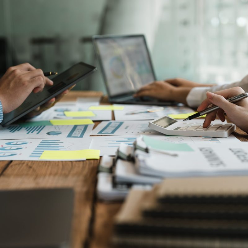 Business People Analyzing Statistics Business Documents, Financial Concept.